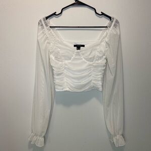 Forever 21 White Ruched Blouse